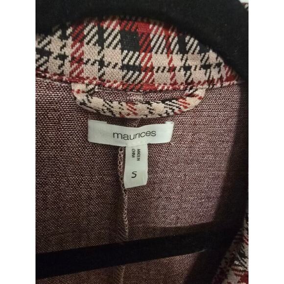 Maurices Burgandy Checkered Dress Jacket Size Small - Picture 3 of 5